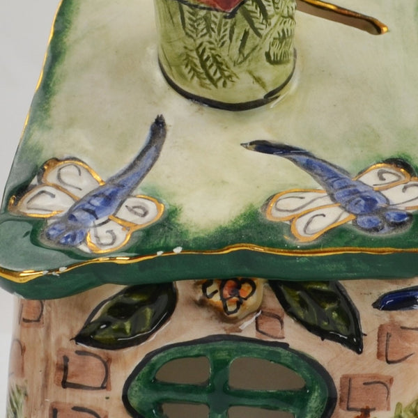 Blue Sky Clayworks, Signed by Heather Goldminc - Dragonfly Meadow Tea Light 5.5”