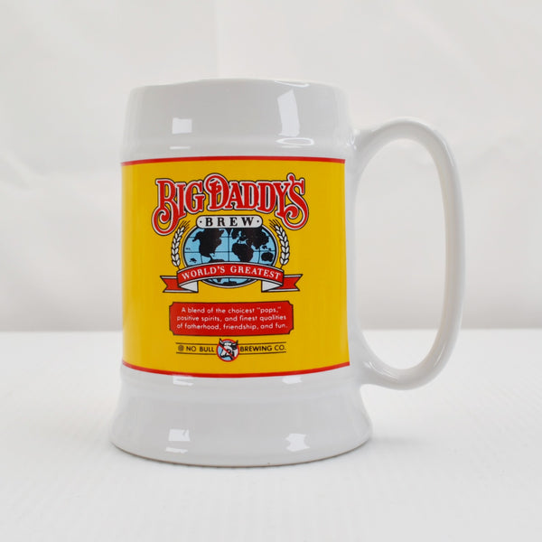 Big Daddy's Brew Stein Beer Coffee Ceramic Mug White 16oz - World's Greatest Dad