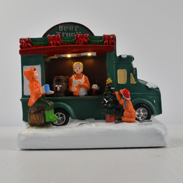 LED Lighted Beer Truck for Christmas Village - 4.5" Button Battery Included