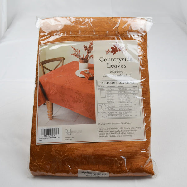 Benson Mills Countryside Leaves Jacquard Tablecloth 60 X 120 Oblong Rust Orange