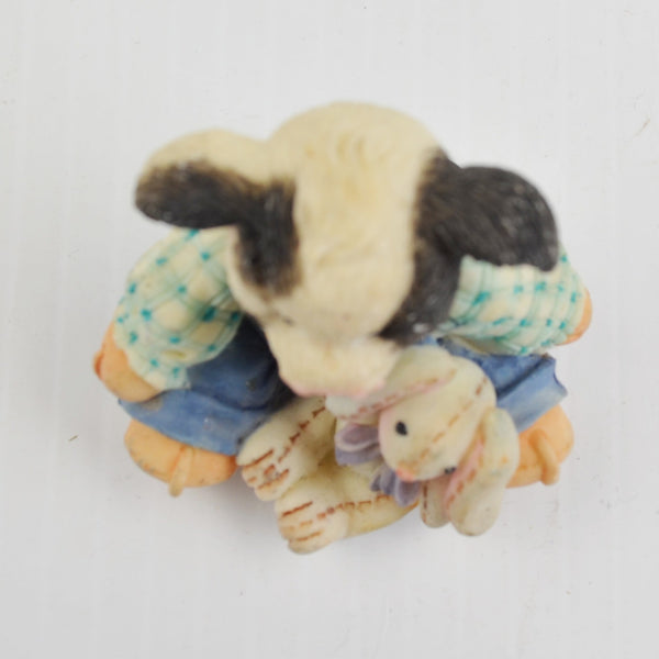 Mary’s Moo Moos “Some Bunny Loves Moo” 1994 Enesco Cow Overalls Bunny Figurine