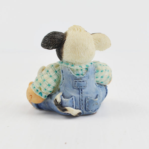 Mary’s Moo Moos “Some Bunny Loves Moo” 1994 Enesco Cow Overalls Bunny Figurine