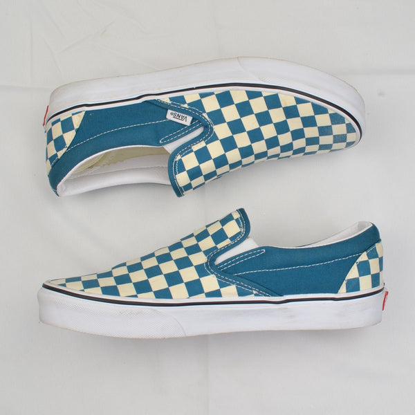 Vans Classic Slip On Sneakers Checker Board Blue & White Men’s 8.5 Women’s 10