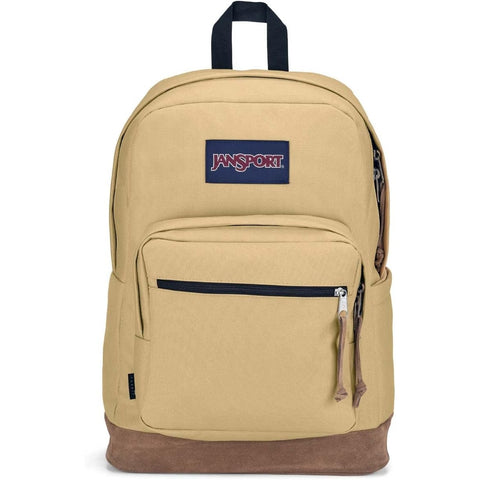 JanSport Right Pack Backpack Daypack Padded 15" Laptop Curry Leather Bottom
