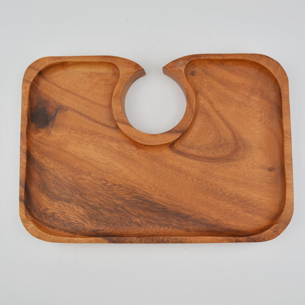 Acacia Wood Canape Tray 10" Appetizer Cocktail Party Wine Holder - Set of 4