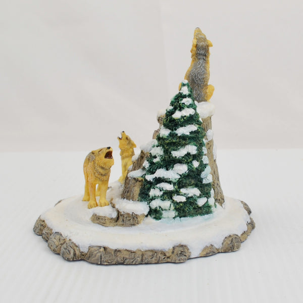 Hamilton Wolf Sculpture Figurine Winters Cry Michael Adams Four Seasons Wolf 96