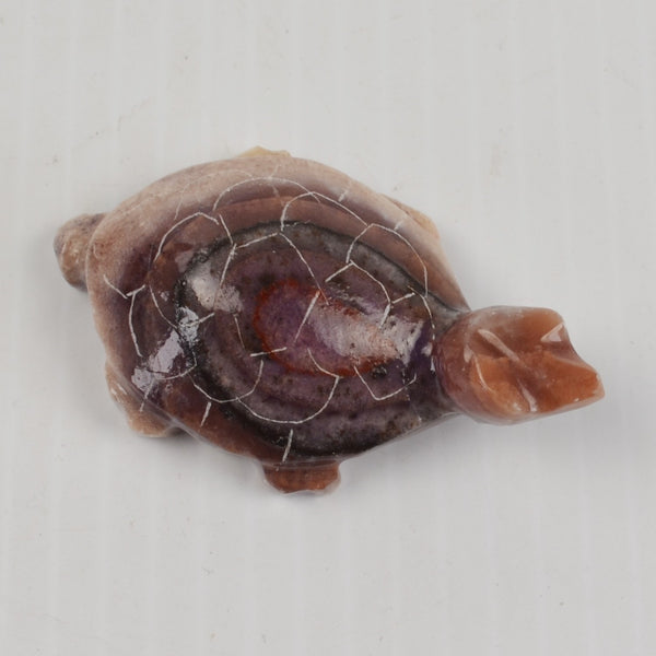 Vintage Hand Carved Marble Stone Sea Turtle Figurine Carving - Purple 2.75"
