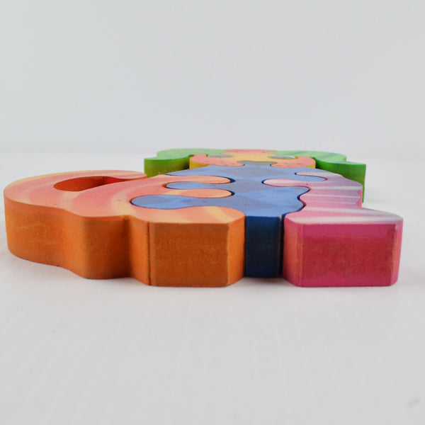 Handmade Wooden Dog Puzzle - Preschool Chunky Colorful Wood - 6 Piece Puzzle