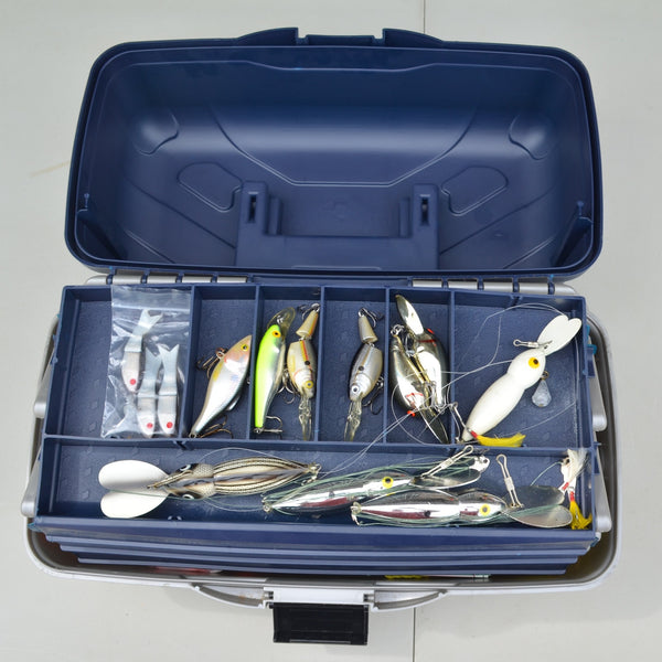 Flambeau Outdoors Fishing Tackle Box - Full of Lures and Other Tackle - Blue
