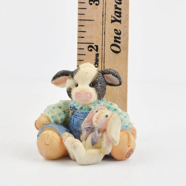 Mary’s Moo Moos “Some Bunny Loves Moo” 1994 Enesco Cow Overalls Bunny Figurine