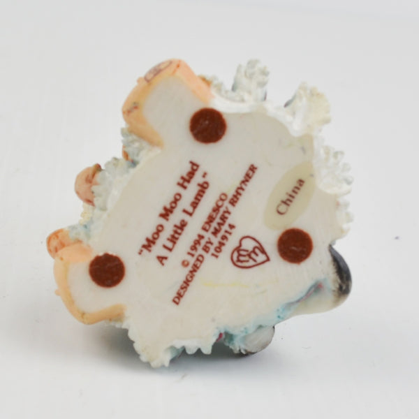 Mary’s Moo Moos “Moo Moo Had A Little Lamb” 1994 Enesco Girl Cow Lamb Figurine