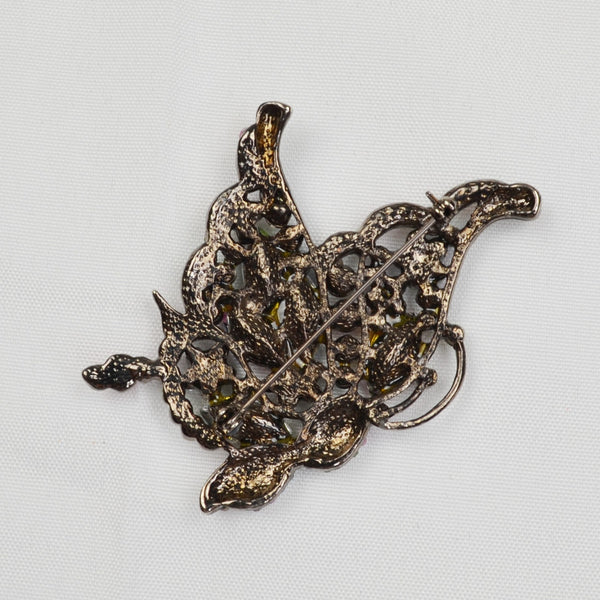 Rhinestone Butterfly Brooch - Large Metal Crystal Rhinestone Pin - 3"