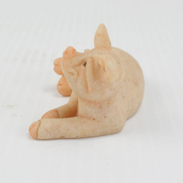 Quarry Critters Patch Pig - Laying Stone Pig Figurine - 2000 Second Nature