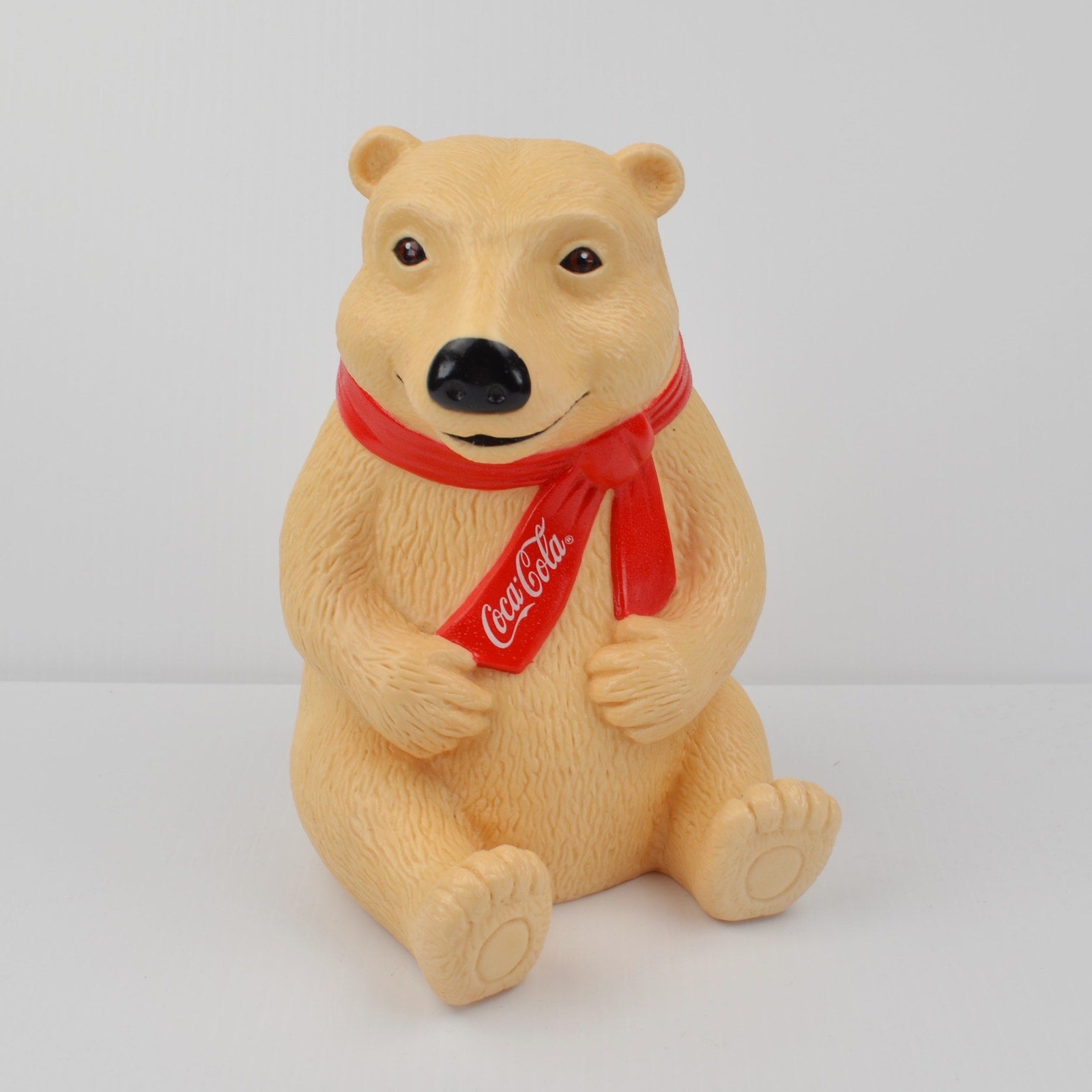 Vintage Coke Coca Cola Bank Polar Bear by Snack Factory with Stopper 8.5" - 1995