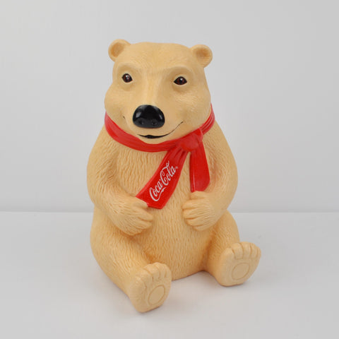 Vintage Coke Coca Cola Bank Polar Bear by Snack Factory with Stopper 8.5" - 1995
