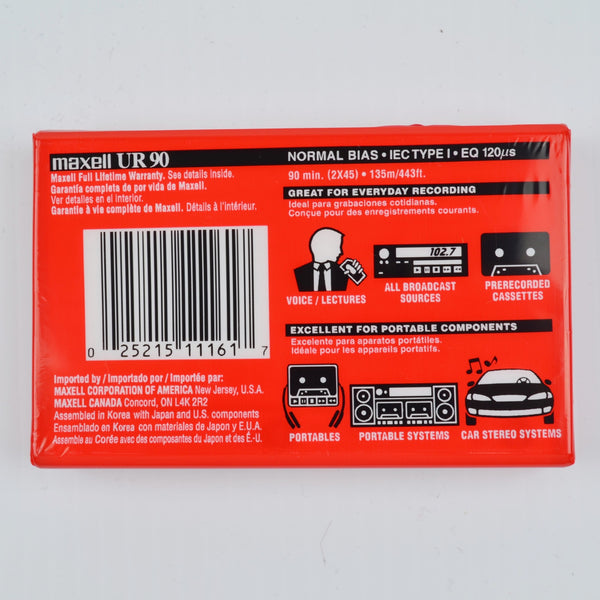 3 Maxell UR 90 Minute Blank Audio Cassette Tapes, IEC type 1, Normal Bias SEALED