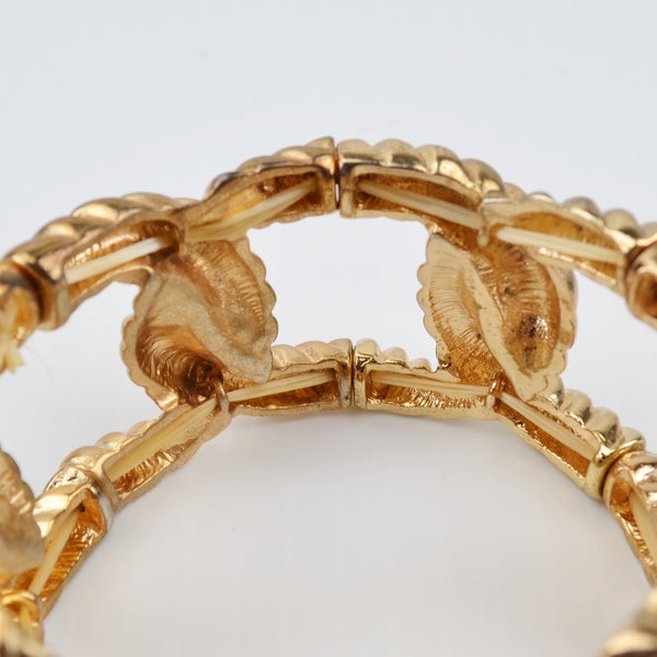 Natasha Gold Tone Chain Link Bracelet - Stretch, Cuff, Chunky - 1.5" Wide