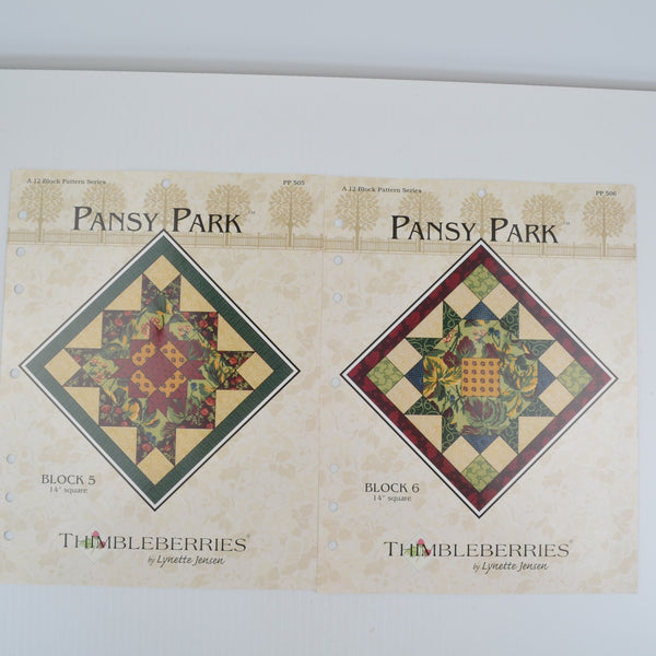 Vintage 2002 Thimbleberries PANSY PARK Complete Set of 12 Quilt Block Patterns