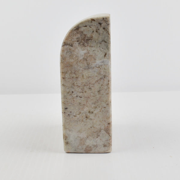 Marble Half Arch Bookend -  Heavy Brown Gray Polished Natural Stone Marble Decor