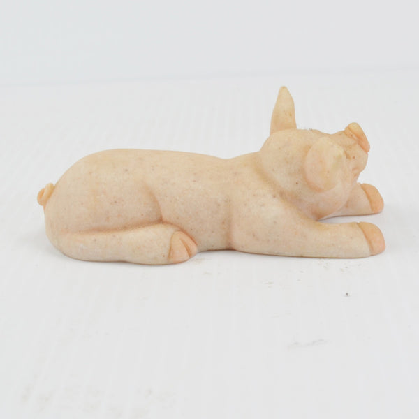 Second Nature Quarry Critters Pig - Laying Stone Pig Figurine - 1999