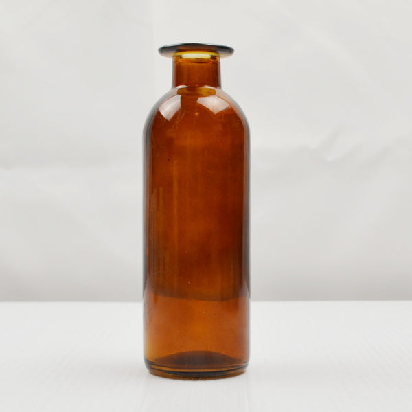 Amber Apothecary Bottle, Bud Vase Decorative Glass Centerpiece 6.5”, Diameter 2"