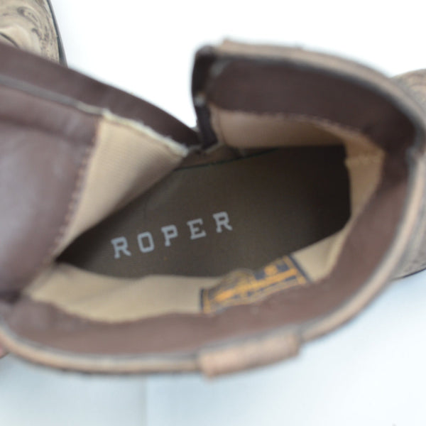 Roper Women's Brown Western Snip Toe Lazer Print Fashion Cowboy Booties Size 9