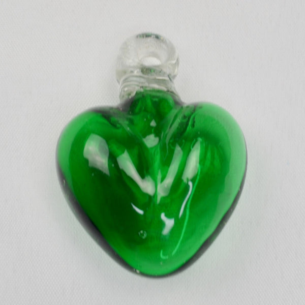 Blown Art Glass Heart Figurine Green Ornament Pendant - Small Murano Style 2.5"
