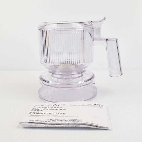 Pampered Chef Tea Steeper & Dispenser Clear Unique Design Loose Leaf or Bags