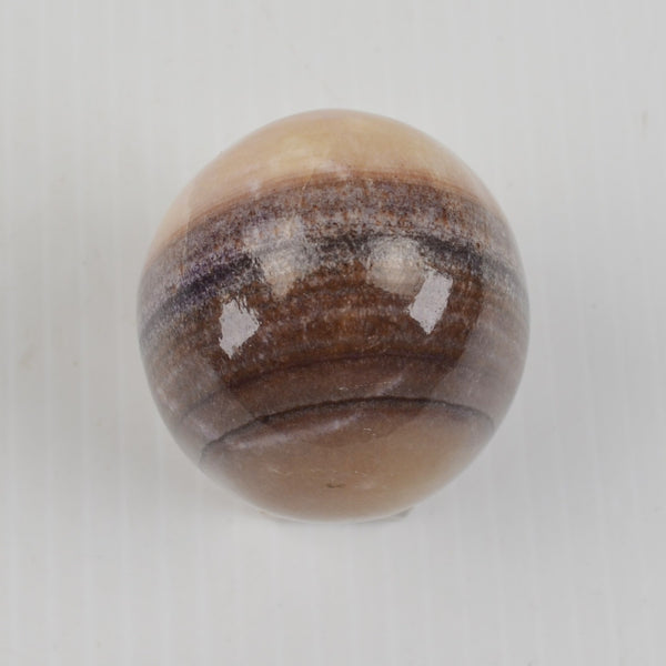 Vintage Alabaster Marble Stone Egg Polished Beige, Dark Rings, Stone Stand 2.5"