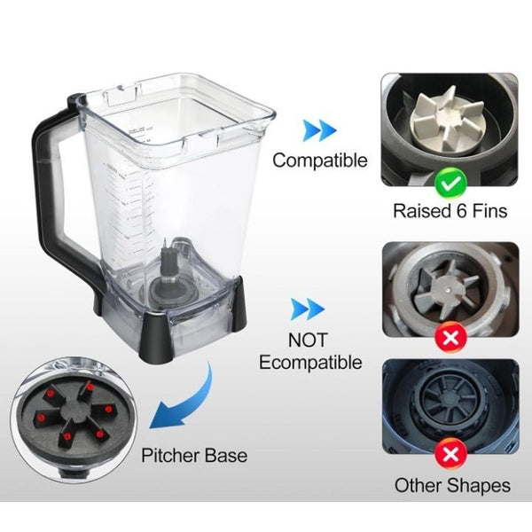 Replacement XL Pitcher for Ninja 72 oz 9 Cups NJ600, BL610, BL710, BL500, 6 Fins