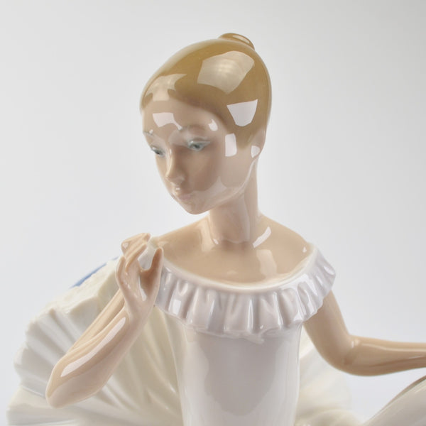 Lladro NAO Ballerina Figurine Sitting In A Large Blue Chair - Signed - Spain