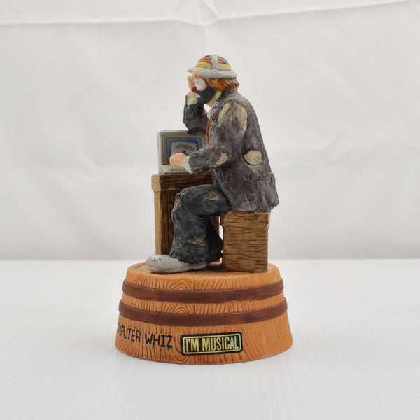Emmett Kelly Jr Clown Music Box Plays "Whistle While You Work" Computer Whiz