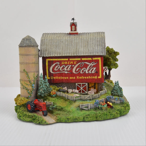2001 Franklin Mint Coca-Cola "Rural Refreshment" Barn Sculpture - Silo, Tractor