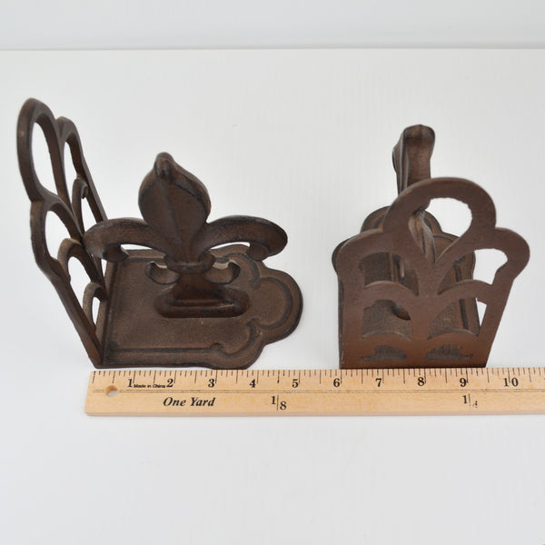 Cast Iron Fleur De Lis Bookends Heavy French New Orleans Style Book Ends Decor