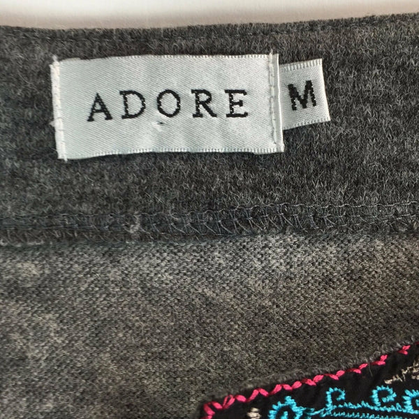 Adore Womens Tank Top Sleeveless Boho Knit Pullover - Size Medium - Gray