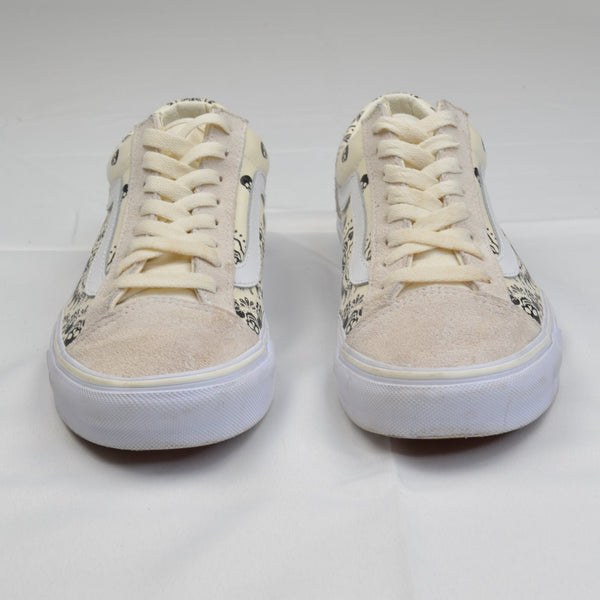 Vans Bandana Skull Paisley Cream Black Suede Sneakers Men 8.5 Women 10 Style 36