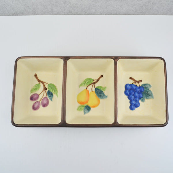 Mikasa Garden Harvest #KT429 3 Section Rectangular Divided Relish Ceramic Dish