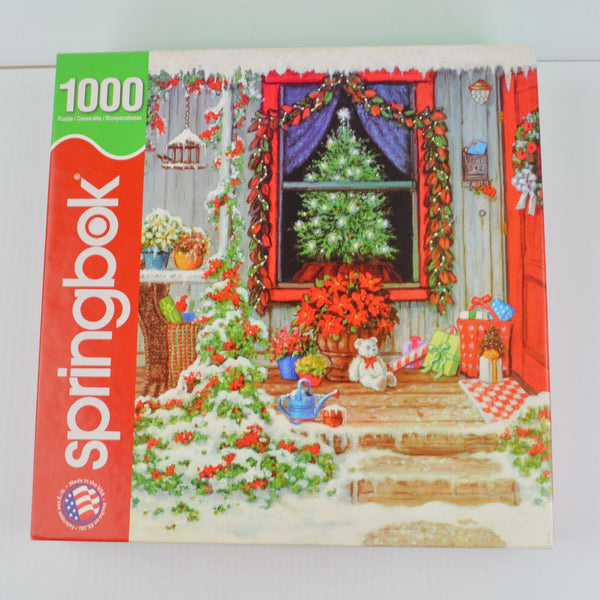 Springbok Christmas Puzzle - Christmas Doorway - 1000 Pc Jigsaw Like Watercolor