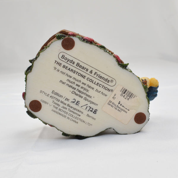 Boyds Bears Miss Bearypickins Candle Votive Holder - Strawberries Basket