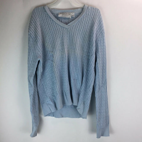 United States Sweaters Womens - Size Large - Light Blue Cable Knit Sweater - V-