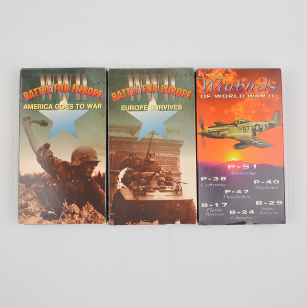WWII Battle For Europe Warbirds VHS Lot 3 - America Goes To War, Europe Survives