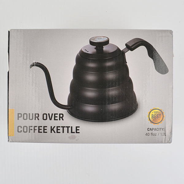 Pour Over Coffee Kettle 40oz Gooseneck Spout Thermometer Matte Black Pot
