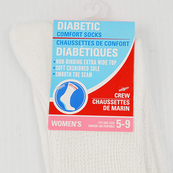 Diabetic Women Comfort Cushioned Crew Socks White Size 5-9 - 4 Pair NEW