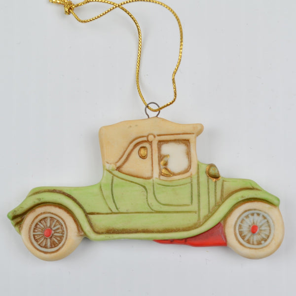 Shackman Old Time Autos Bisque Ceramic Hanging Christmas Ornament Model A 1985