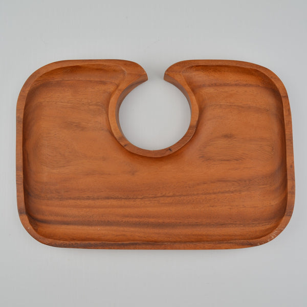 Acacia Wood Canape Tray 10" Hors d'oeuvre Cocktail Party Wine Holder - Set of 4