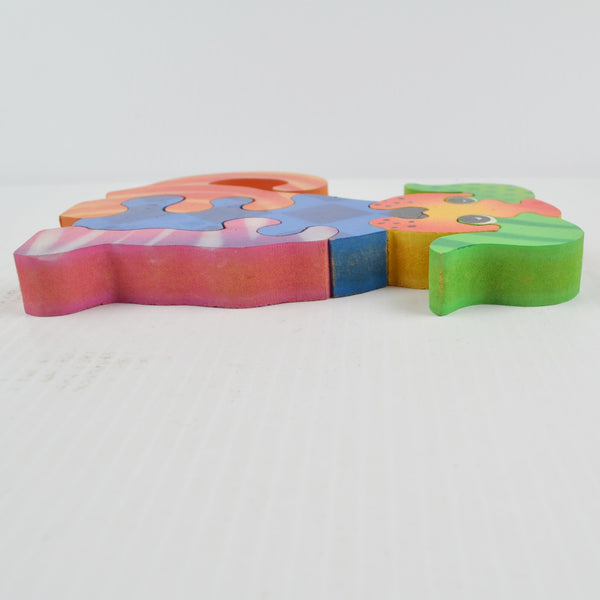 Handmade Wooden Dog Puzzle - Preschool Chunky Colorful Wood - 6 Piece Puzzle