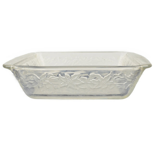 Princess House Fantasia Glass Square Dish 8"  x 8" Poinsettia Square Baking Dish