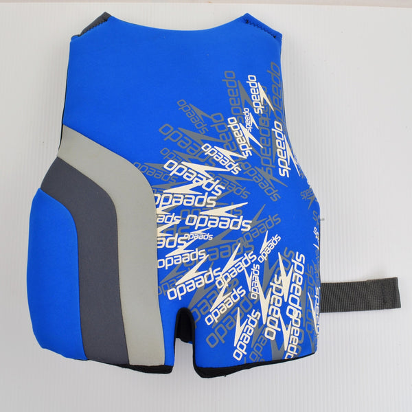 Speedo Youth Flotation Life Jacket Vest PFD Kids 50-90 lbs. Blue/Gray - EUC
