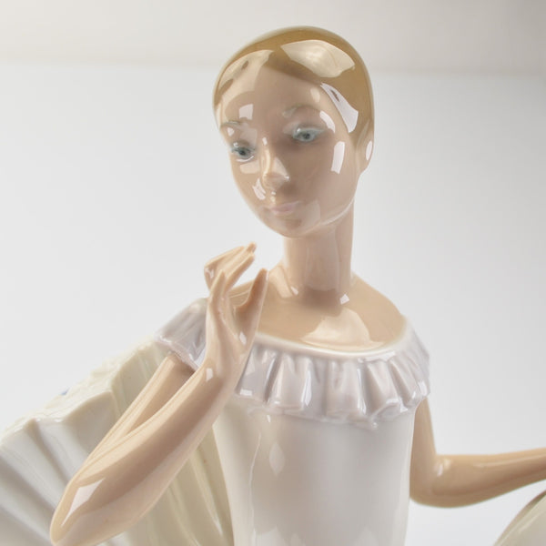 Lladro NAO Ballerina Figurine Sitting In A Large Blue Chair - Signed - Spain