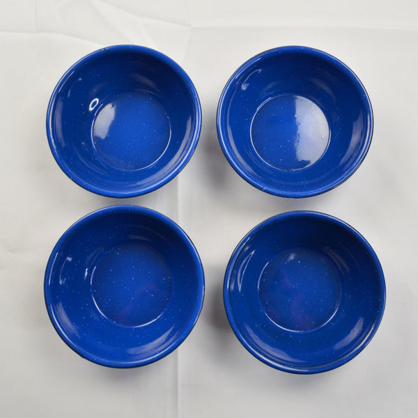 Blue Speckled Enamelware Camping Dishes Set of 4 Plates & 4 Bowls - 8 Pieces